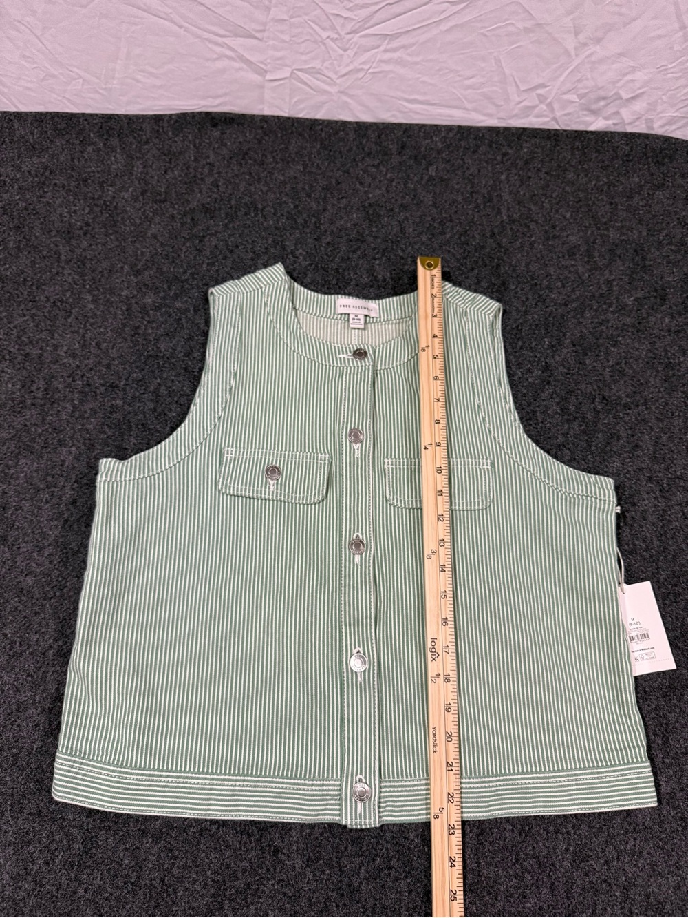 Women’s free assembly green and white stripped denim vest